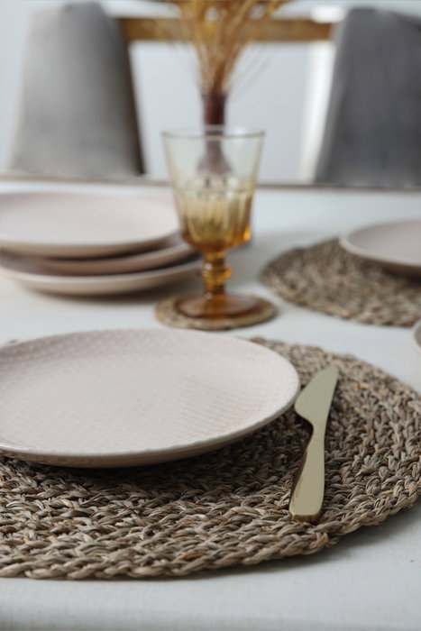 Hermia X00018989 Juego de Platos de Postre de Gres Cerámico, Crema, 21 cm (6 Piezas)